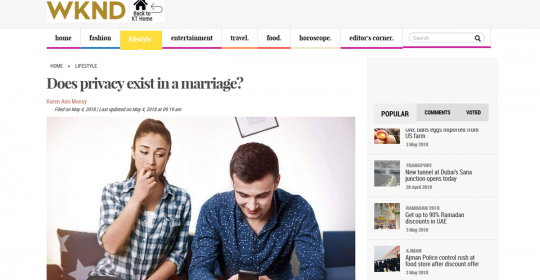 Does privacy exist in a marriage? – Khaleej Times Article