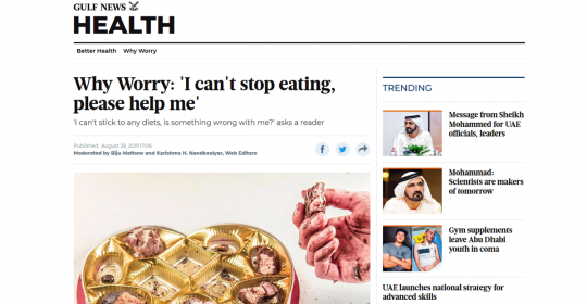‘I can’t stop eating, please help me’ – Dr Fabian Saarloos in Gulf News