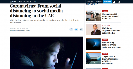 Coronavirus: From social distancing to social media distancing in the UAE – Dubai Psychologist, Dr Harry Horgan, in Gulf News