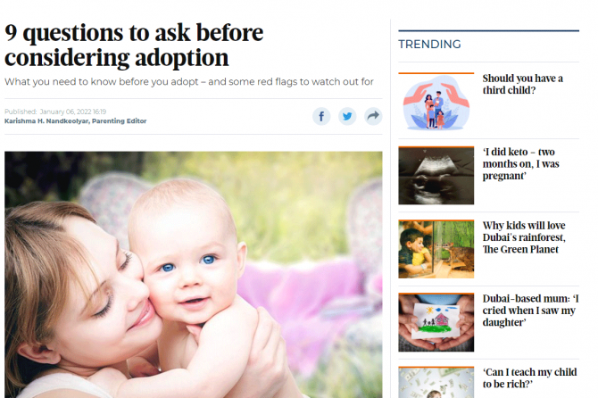 9 questions to ask before considering adoption – Dubai Psychologist, Lavina Ahuja, speaks to Gulf News