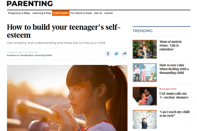 How to Boost Teen Self-esteem – Dubai Psychologists, Maida, in talks with Gulf News